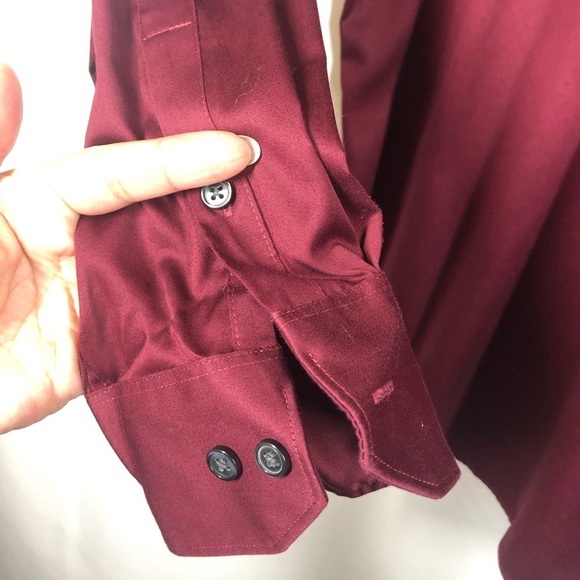 Kenneth Cole New York burgundy long sleeve men button down formal XL - Picture 4 of 9